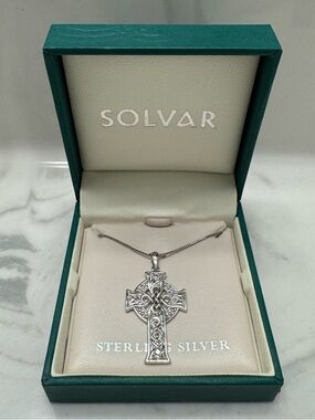 BNWT! Solvar Sterling Silver Celtic Cross 18” Necklace  “The Four Apostles”